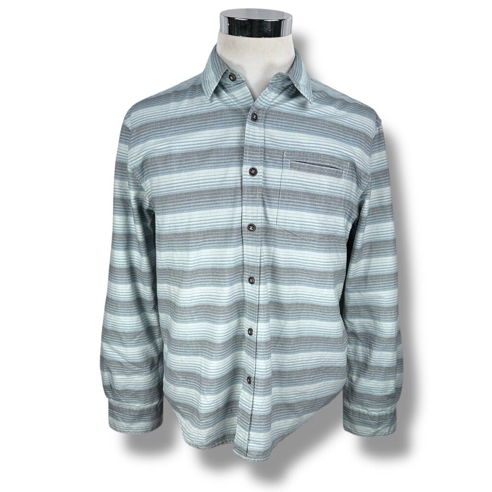 Howler Bros Shirt Men's Medium Blue Gray Striped Button Up‎ Brothers Long Sleeve